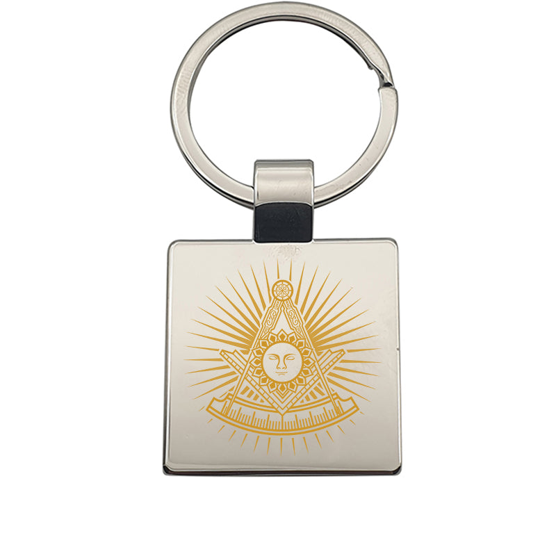 masonic face deisgn with starburst keyring digital engraving mockup / engraving preview