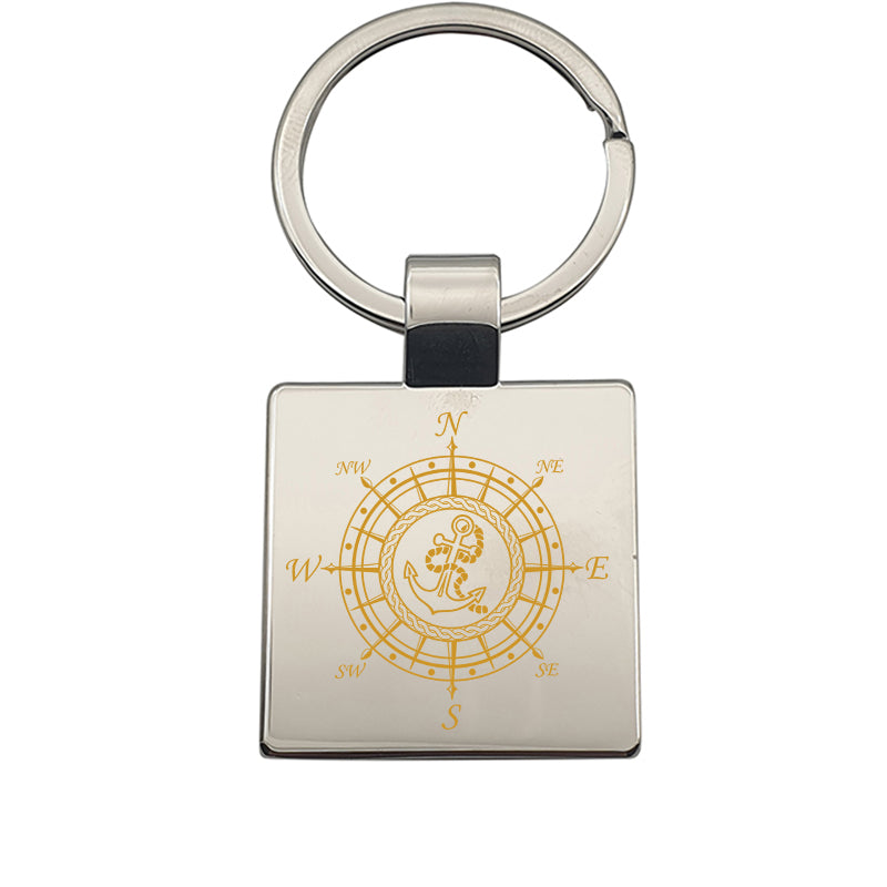 anchor compass  keyring digital engraving mockup / engraving preview