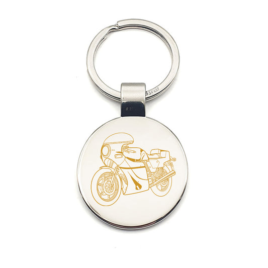 mike hailwood motorcycle keyring digital engraving mockup / engraving preview