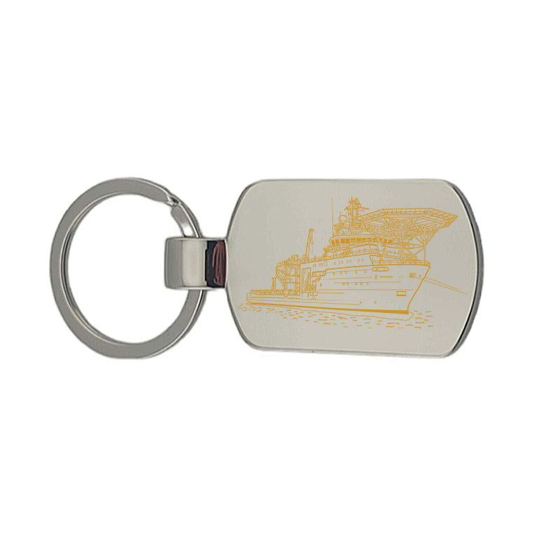 nautical deep sea research vessal  keyring digital engraving mockup / engraving preview