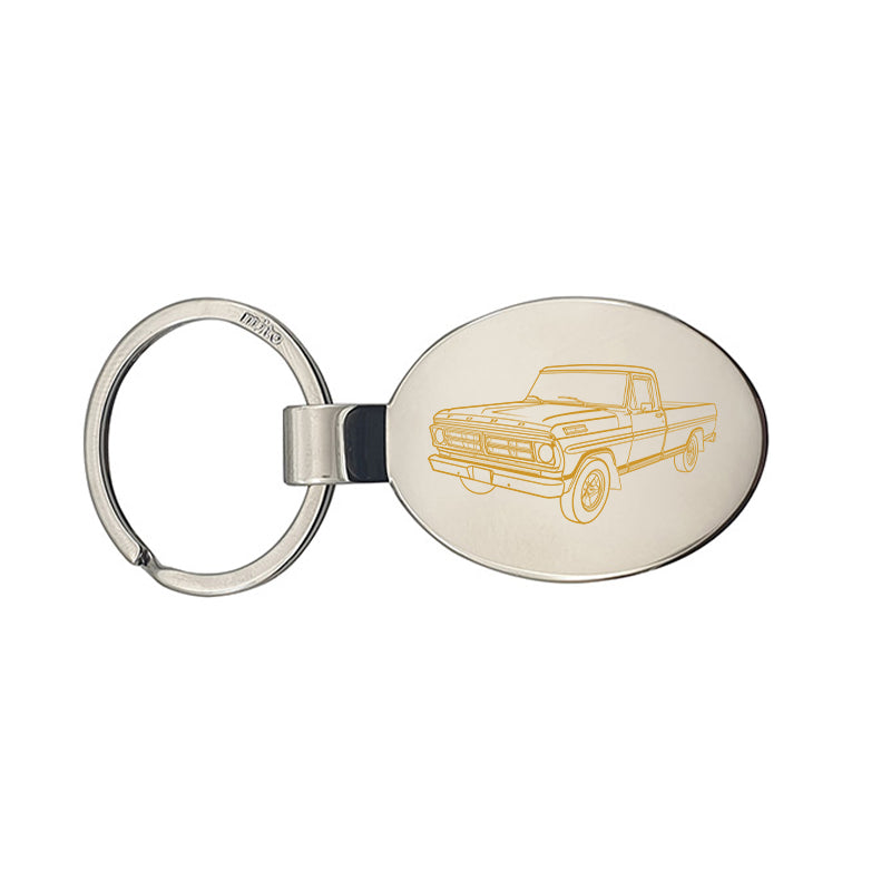 fd f100 pickup truck keyring digital engraving mockup / engraving preview