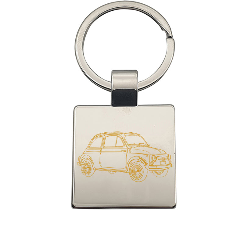 fia 500 classic car keyring digital engraving mockup / engraving preview