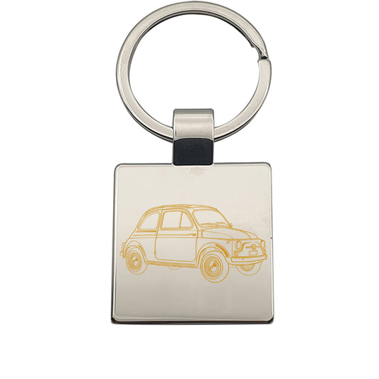 fia 500 classic car keyring digital engraving mockup / engraving preview