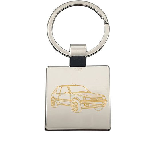 peug 205 gti car keyring digital engraving mockup / engraving preview