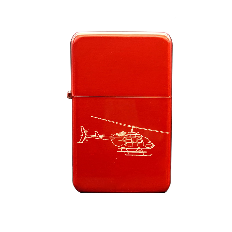bell 206 long ranger helicopter cigarette lighter digital engraving mockup / engraving preview