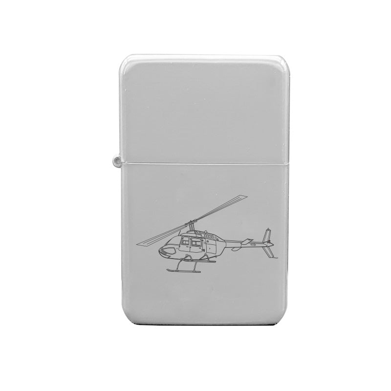 bell jet ranger helicopter ciggarette lighter digital engraving mockup / engraving preview