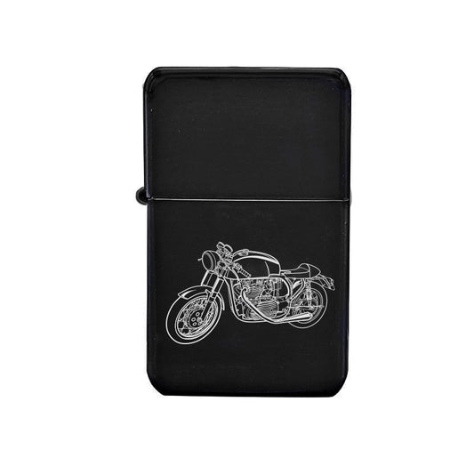 cafe racer motorcycle ciggarette lighter digital engraving mockup / engraving preview