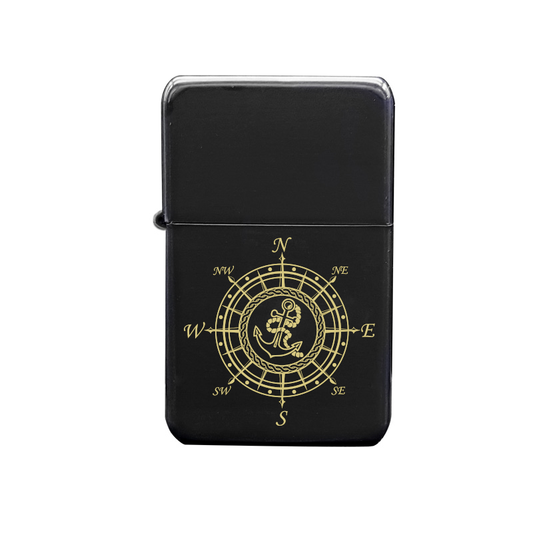 anchor compass nautical cigarette lighter digital engraving mockup / engraving preview