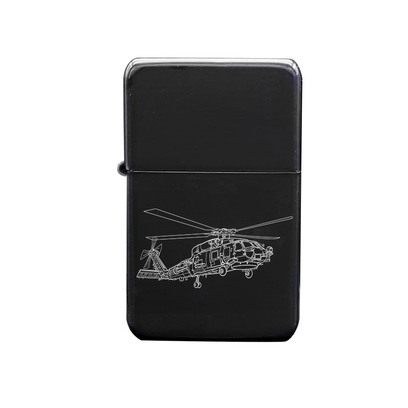 sh60 seahawk helicopter ciggarette lighter digital engraving mockup / engraving preview