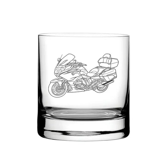 BM K1600GTL Motorcycle glass tumbler – digital engraving mockup / engraving preview