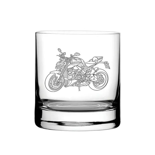 Duc Streetfighter Motorcycle glass tumbler – digital engraving mockup / engraving preview
