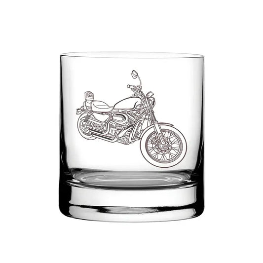 HD Sportster 883 Motorcycle glass tumbler – digital engraving mockup / engraving preview