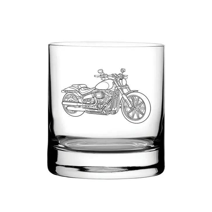 HD Breakout Motorcycle glass tumbler – digital engraving mockup / engraving preview