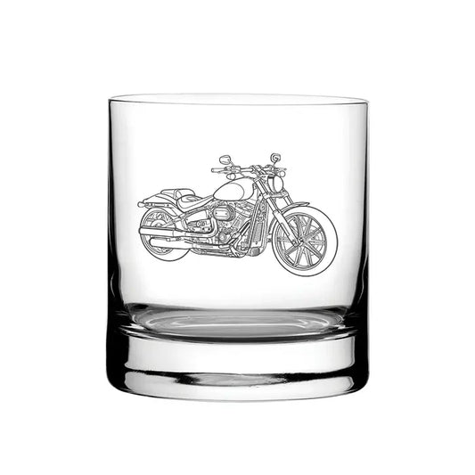 HD Breakout Motorcycle glass tumbler – digital engraving mockup / engraving preview