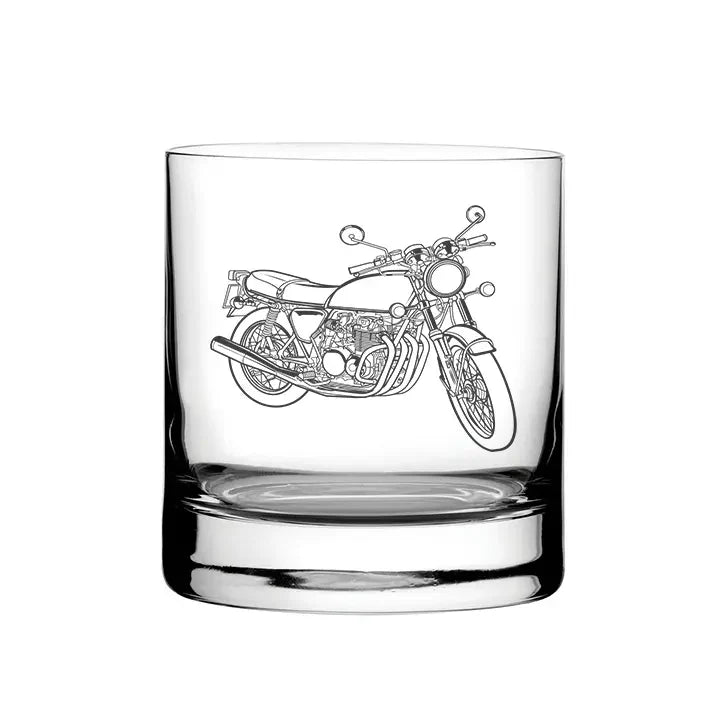 Hon CB550 Motorcycle glass tumbler – digital engraving mockup / engraving preview