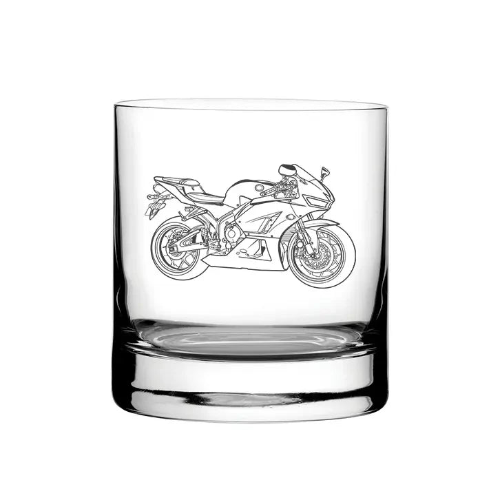 Hon Fireblade Motorcycle glass tumbler – digital engraving mockup / engraving preview