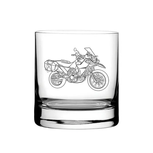 Kawa KLR650 Motorcycle glass tumbler – digital engraving mockup / engraving preview