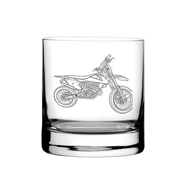 KTM SFX 350 Motorcycle glass tumbler – digital engraving mockup / engraving preview