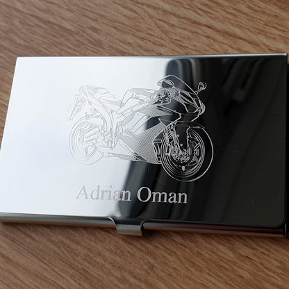 Motorcycle Scooter Moped Themed Business Card Holder and Wallet Selection - Giftware Engraved