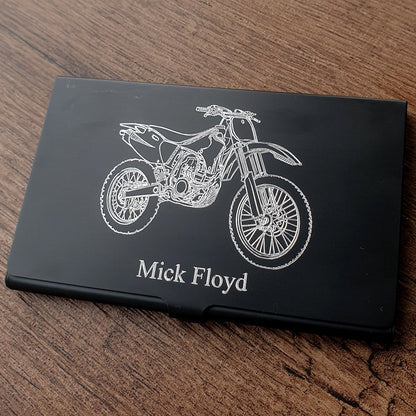 Motorcycle Scooter Moped Themed Business Card Holder and Wallet Selection - Giftware Engraved
