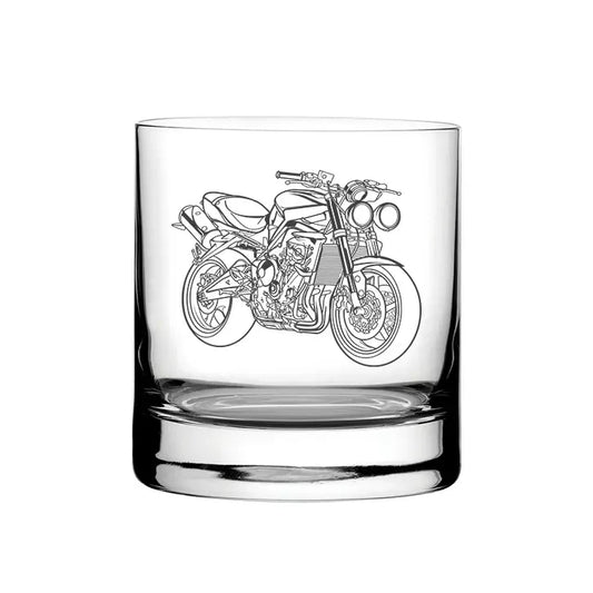 Tri Street Triple Motorcycle glass tumbler – digital engraving mockup / engraving preview
