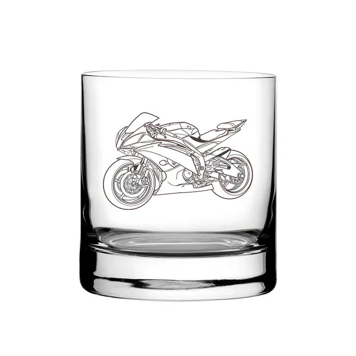 Yam  R6 Motorcycle glass tumbler – digital engraving mockup / engraving preview
