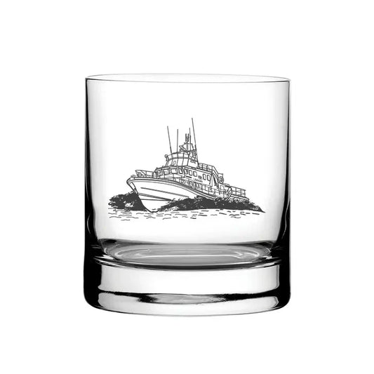 RNLI Lifeboat glass tumbler – digital engraving mockup / engraving preview
