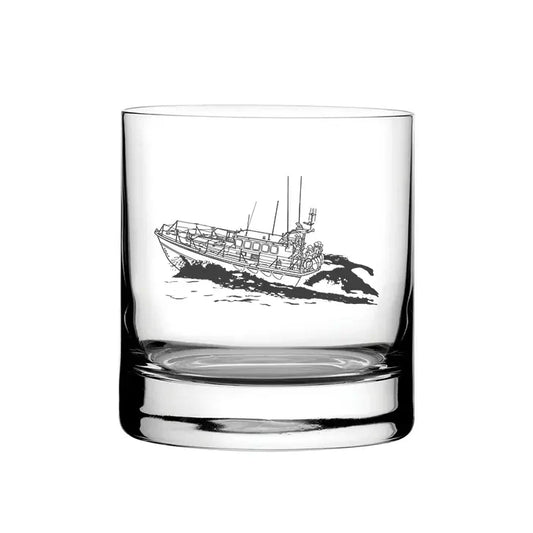 Mersey Class Lifeboat  glass tumbler – digital engraving mockup / engraving preview