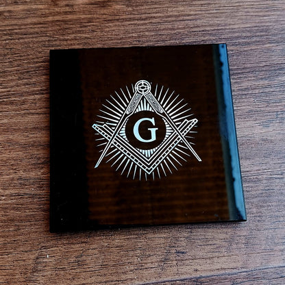 Personalised Black Onyx Square Glass Drinks Coaster - 100 x 100mm - Giftware Engraved