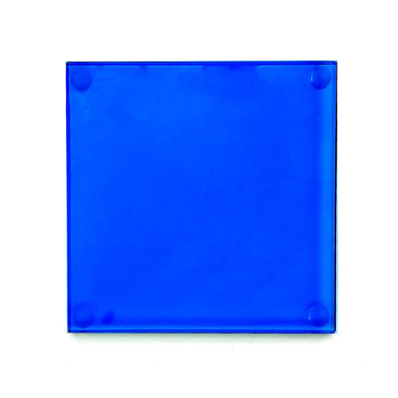 Personalised Blue Sapphire Square Glass Drinks Coaster - 100 x 100mm - Giftware Engraved