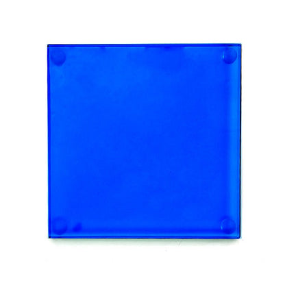 Personalised Blue Sapphire Square Glass Drinks Coaster - 100 x 100mm - Giftware Engraved