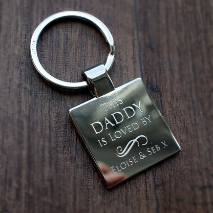 Personalised Silver Plated Square Keyring - Giftware Engraved