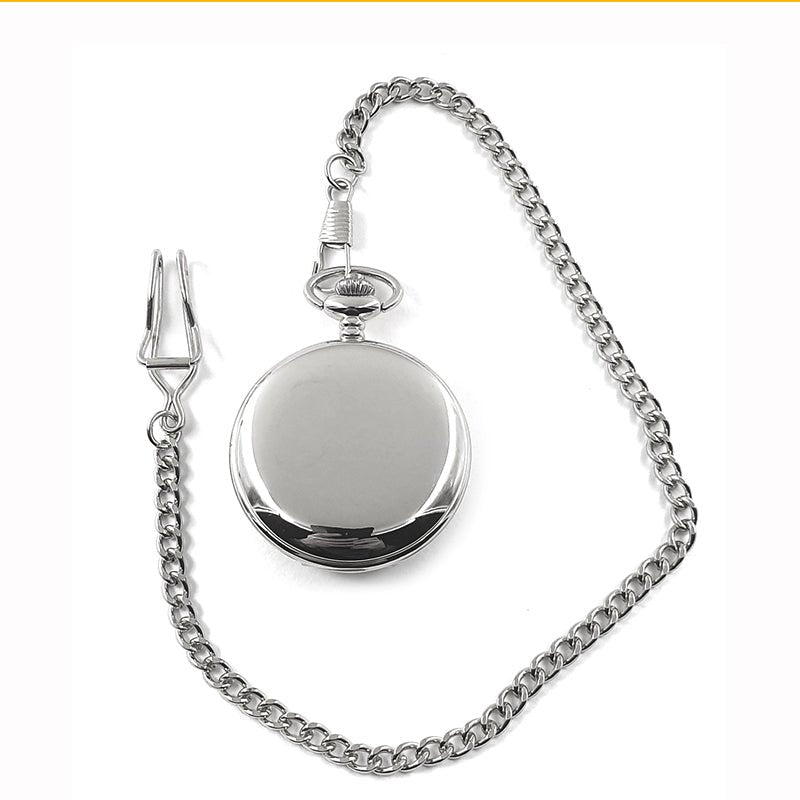 Personalised Silver Quartz Pocket Watch - Arabic Numerals - Giftware Engraved