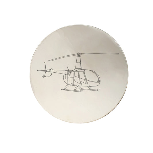 robinson r66 helicopter pewterware digital engraving mockup / engraving preview