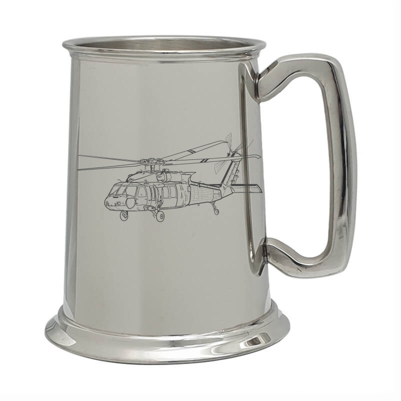 uh60 blackhawk helicopter pewter selection digital engraving mockup / engraving preview