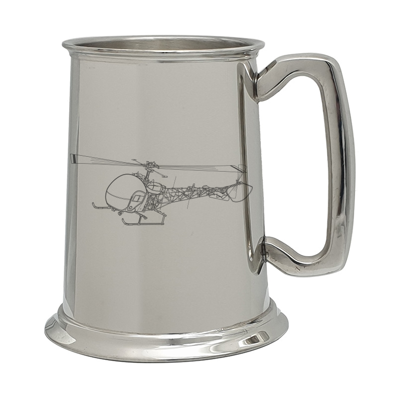 bell 47 helicopter pewter selection digital engraving mockup / engraving preview