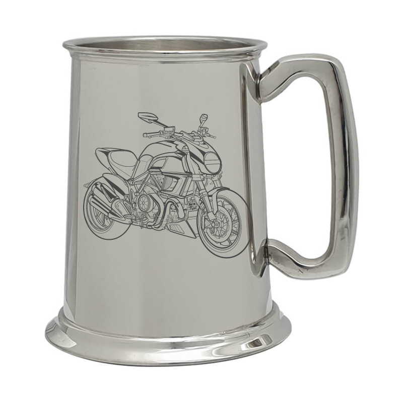 duc diavel motorcycle pewter selection digital engraving mockup / engraving preview