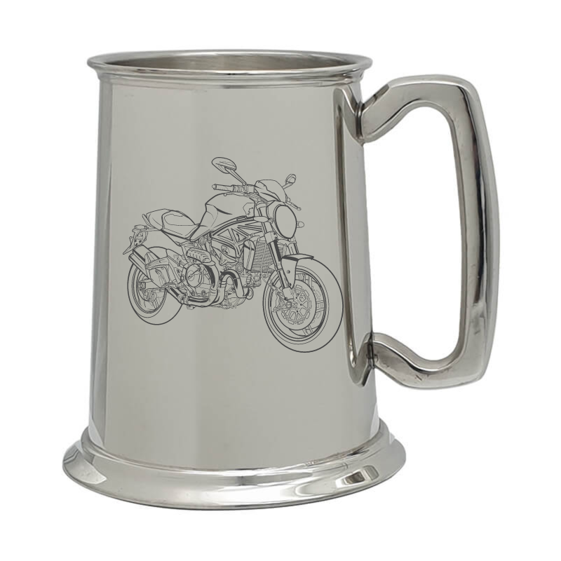 duc monster motorcycle pewter selection digital engraving mockup / engraving preview
