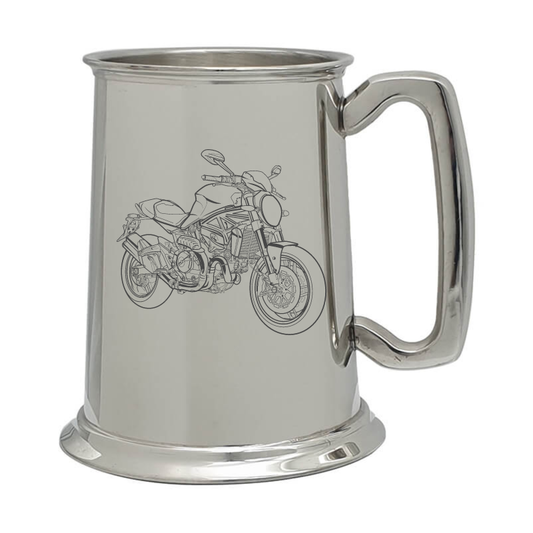 duc monster motorcycle pewter selection digital engraving mockup / engraving preview