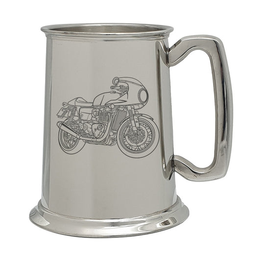thruxton rs motorcycle pewterware digital engraving mockup / engraving preview