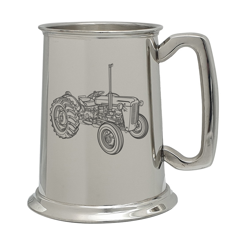 Mockup of our Ferguson TE20 Tractor artwork Pewter Tankard