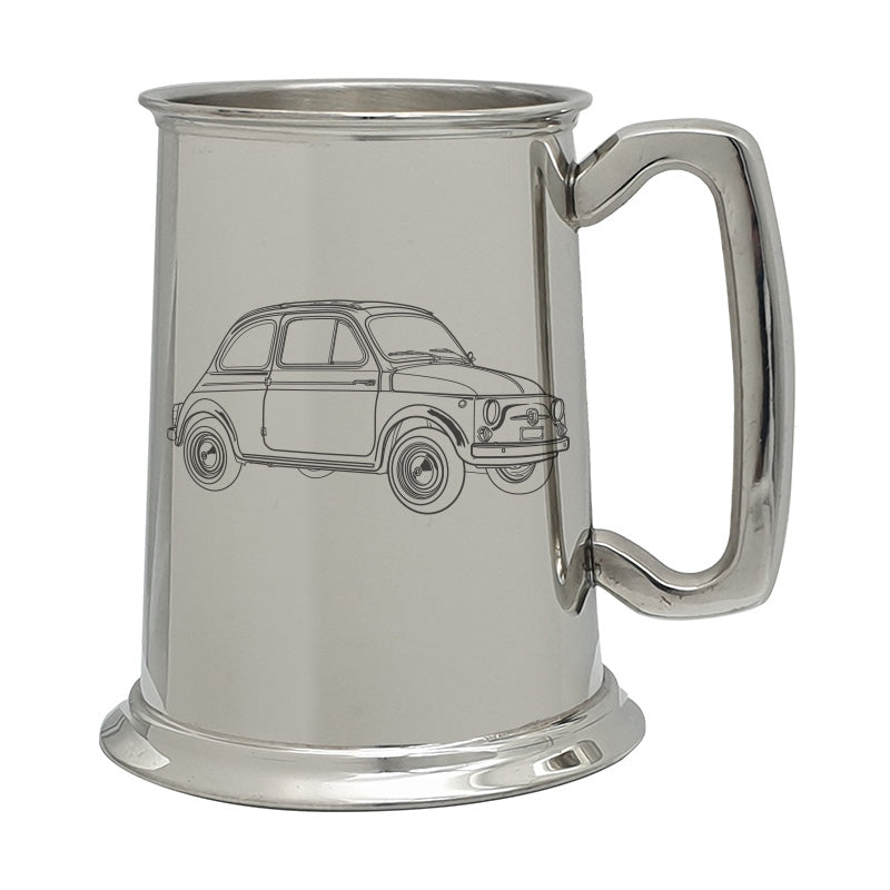 fia 500 classic car pewterware digital engraving mockup / engraving preview