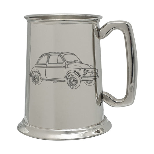 fia 500 classic car pewterware digital engraving mockup / engraving preview