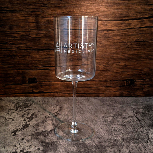 Retro wine glass engraved with logo