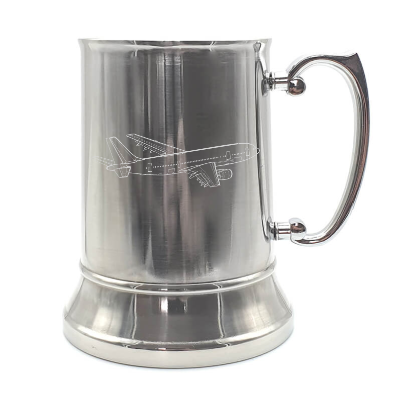Airbus A300 Passenger aircraft metal tankard digital engraving mockup / engraving preview
