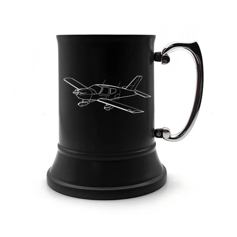 Socata TB9 aircraft steel tankard digital engraving mockup / engraving preview