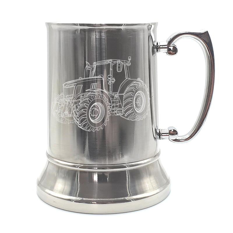 Tractor car steel tankard digital engraving mockup / engraving preview