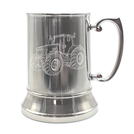 Tractor car steel tankard digital engraving mockup / engraving preview