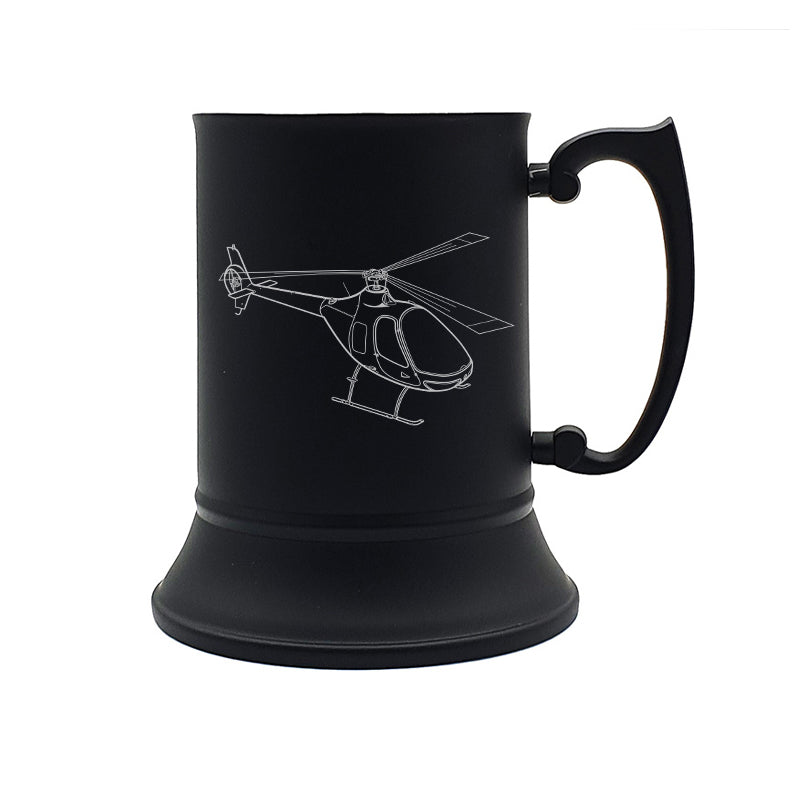 Guimbal Cabri helicopter steel tankard digital engraving mockup / engraving preview