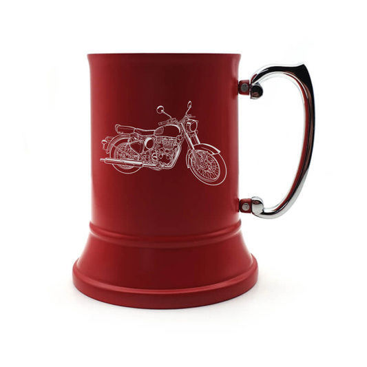 Enfield Classic 500 motorcycle steel tankard digital engraving mockup / engraving preview